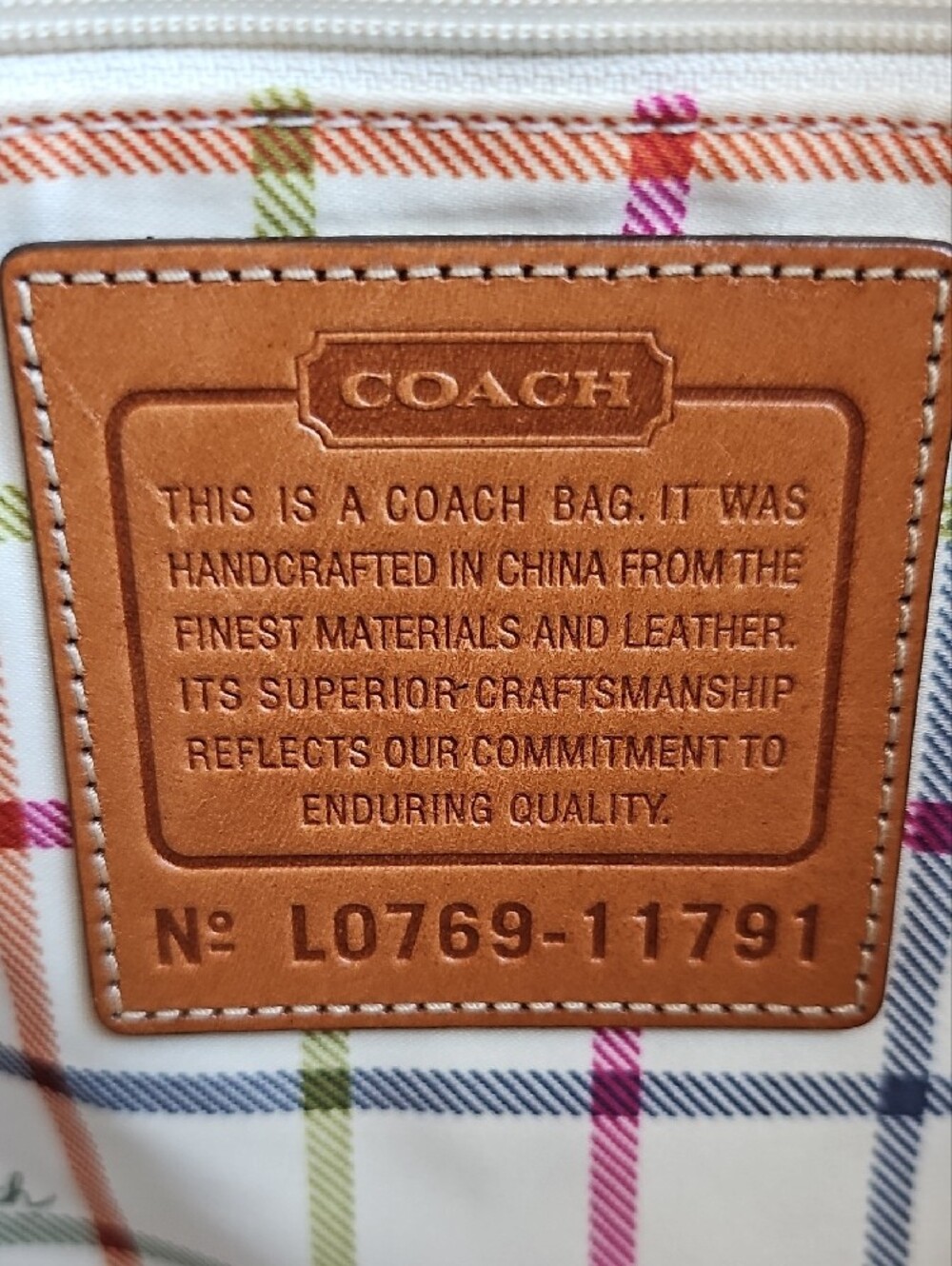 ​Coach 2007 Heritage Stripe Canvas Tattersall Tote Bag #11791 w/ Silk Scarf - Picture 11 of 15